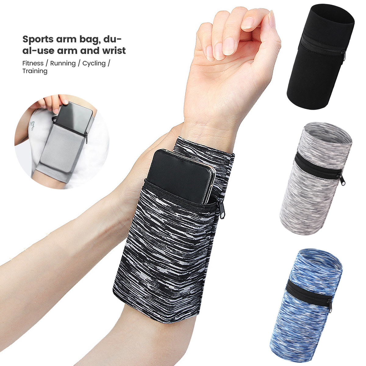 Sack Race Bag - Zipper Running Bags Lightweight Wrist Wallet