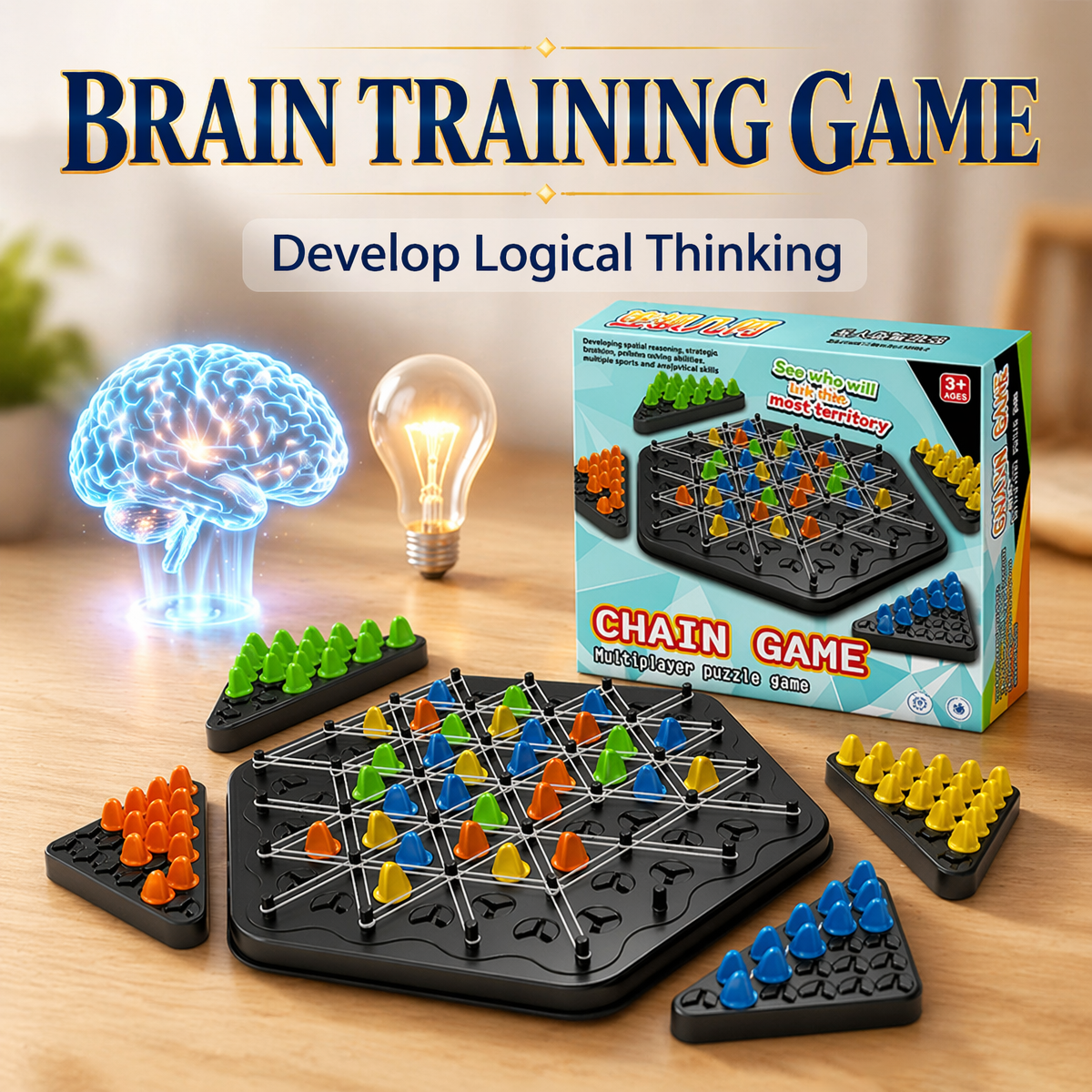 Chain Triangle Chess Game, Tri - Party Games Kids And Adults ulasan dan harga