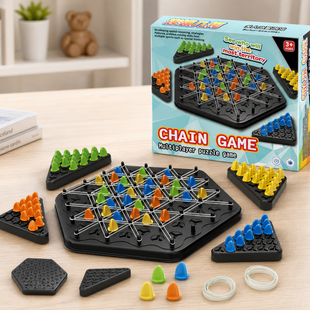 Chain Triangle Chess Game, Tri - Party Games Kids And Adults ulasan dan harga
