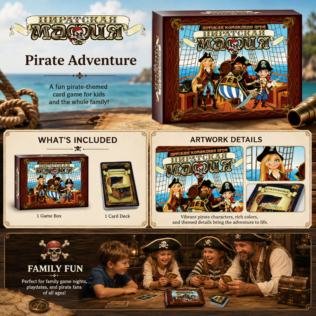 Pirate Mafia Kids Team Card Bo - Party Games Mafia ulasan dan harga
